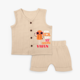 Bring a Sense of Individuality to Your Sons Wardrobe With Our "Stay Cool Eat Ice Cream" Customized Jabla set - CREAM - 0 - 3 Months Old (Chest 9.8")