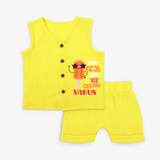 Bring a Sense of Individuality to Your Sons Wardrobe With Our "Stay Cool Eat Ice Cream" Customized Jabla set - YELLOW - 0 - 3 Months Old (Chest 9.8")