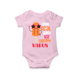 Bring a Sense of Individuality to Your Sons Wardrobe With Our "Stay Cool Eat Ice Cream" Casual Romper - BABY PINK - 0 - 3 Months Old (Chest 16")