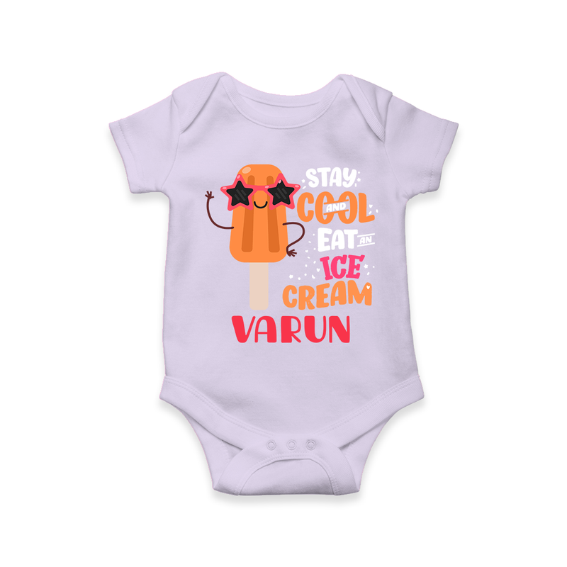 Bring a Sense of Individuality to Your Sons Wardrobe With Our "Stay Cool Eat Ice Cream" Casual Romper - LILAC - 0 - 3 Months Old (Chest 16")