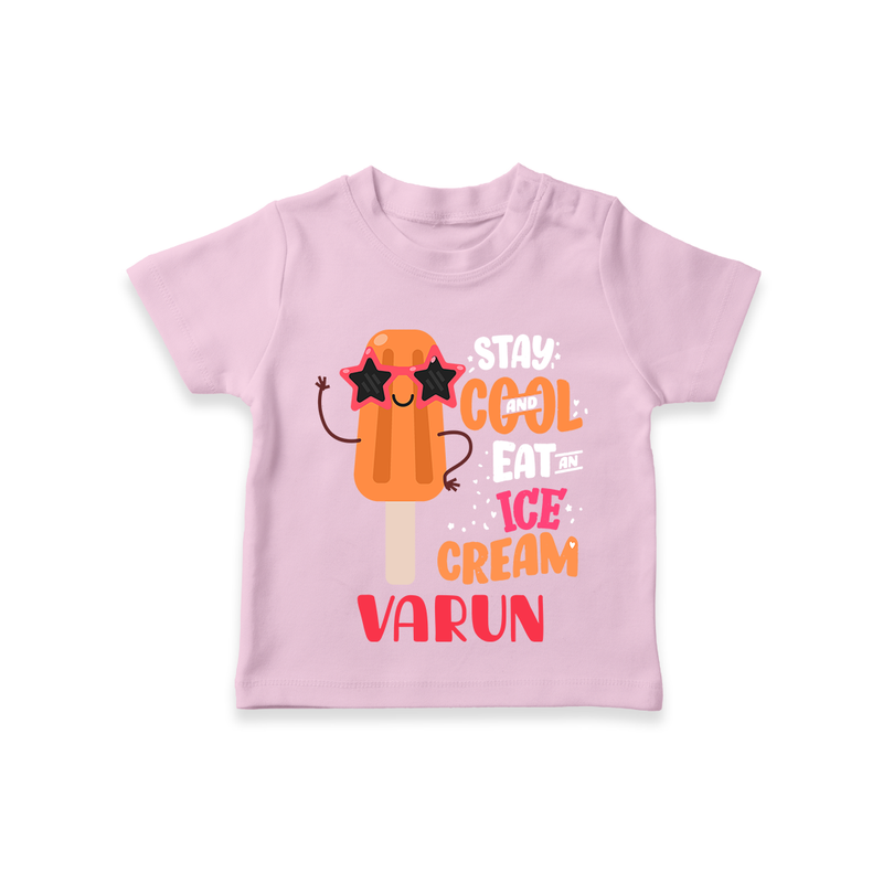 Bring a Sense of Individuality to Your Sons Wardrobe With Our "Stay Cool Eat Ice Cream" Casual T-Shirts - PINK - 0 - 5 Months Old (Chest 17")