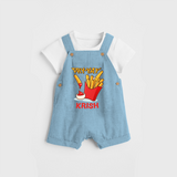 Update Your Sons Fashion Game With Our "Fry - Yay" Cool Customized Dungaree set - SKY BLUE - 0 - 5 Months Old (Chest 18")