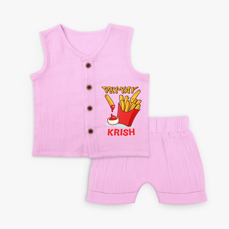 Update Your Sons Fashion Game With Our "Fry - Yay" Cool Customized Jabla set - LAVENDER ROSE - 0 - 3 Months Old (Chest 9.8")