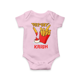 Update Your Sons Fashion Game With Our "Fry - Yay" Cool Customized Romper - BABY PINK - 0 - 3 Months Old (Chest 16")