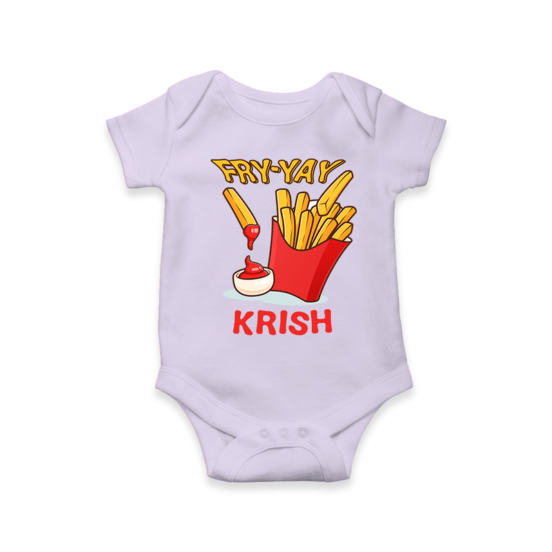 Update Your Sons Fashion Game With Our "Fry - Yay" Cool Customized Romper - LILAC - 0 - 3 Months Old (Chest 16")