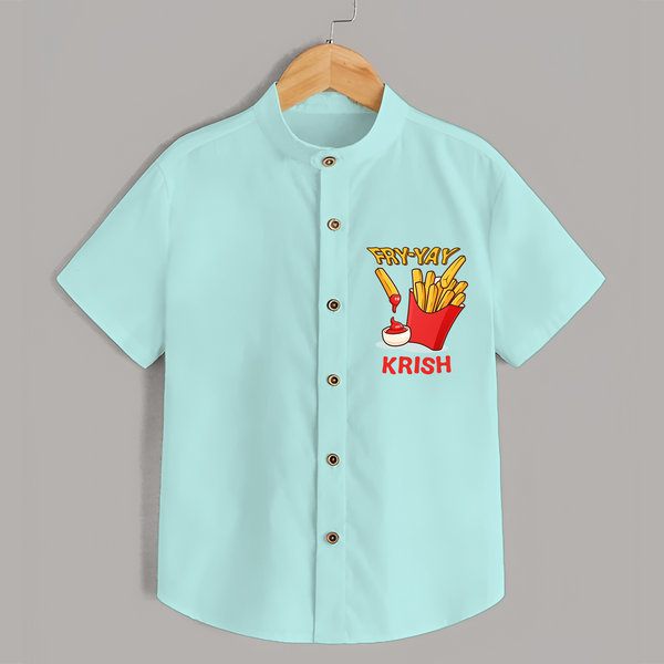 Update Your Sons Fashion Game With Our "Fry - Yay" Cool Casual Shirts - ARCTIC BLUE - 0 - 6 Months Old (Chest 21")