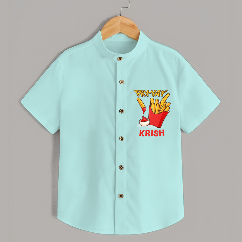 Update Your Sons Fashion Game With Our "Fry - Yay" Cool Casual Shirts - ARCTIC BLUE - 0 - 6 Months Old (Chest 21")