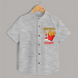 Update Your Sons Fashion Game With Our "Fry - Yay" Cool Casual Shirts - GREY MELANGE - 0 - 6 Months Old (Chest 21")