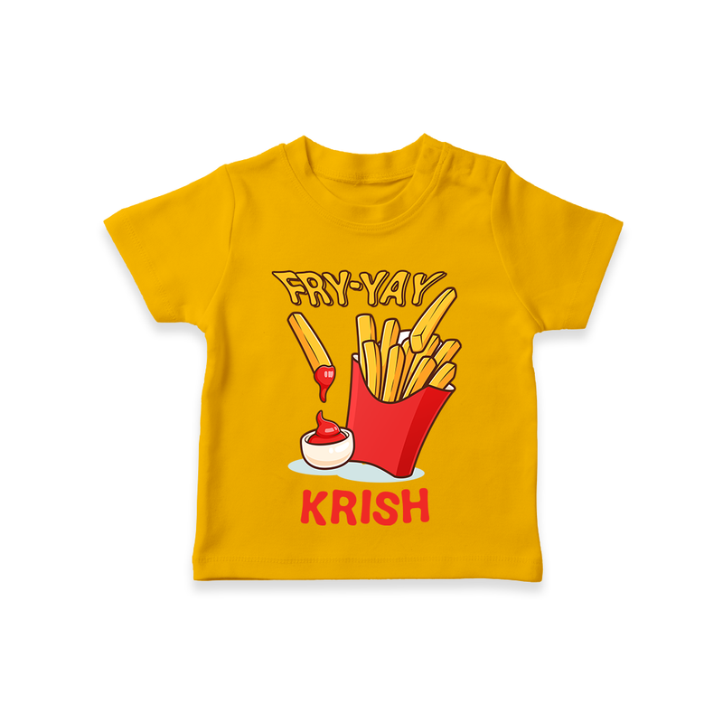 Update Your Sons Fashion Game With Our "Fry - Yay" Cool Casual T-Shirts - CHROME YELLOW - 0 - 5 Months Old (Chest 17")