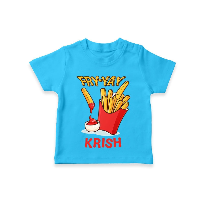 Update Your Sons Fashion Game With Our "Fry - Yay" Cool Casual T-Shirts - SKY BLUE - 0 - 5 Months Old (Chest 17")