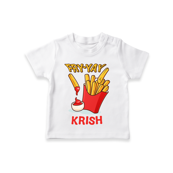 Update Your Sons Fashion Game With Our "Fry - Yay" Cool Casual T-Shirts - WHITE - 0 - 5 Months Old (Chest 17")