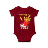 Update Your Sons Fashion Game With Our "Fry - Yay" Cool Customized Romper - MAROON - 0 - 3 Months Old (Chest 16")