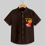 Update Your Sons Fashion Game With Our "Fry - Yay" Cool Casual Shirts - CHOCOLATE BROWN - 0 - 6 Months Old (Chest 21")