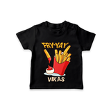 Update Your Sons Fashion Game With Our "Fry - Yay" Cool Casual T-Shirts - BLACK - 0 - 5 Months Old (Chest 17")