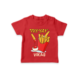 Update Your Sons Fashion Game With Our "Fry - Yay" Cool Casual T-Shirts - RED - 0 - 5 Months Old (Chest 17")