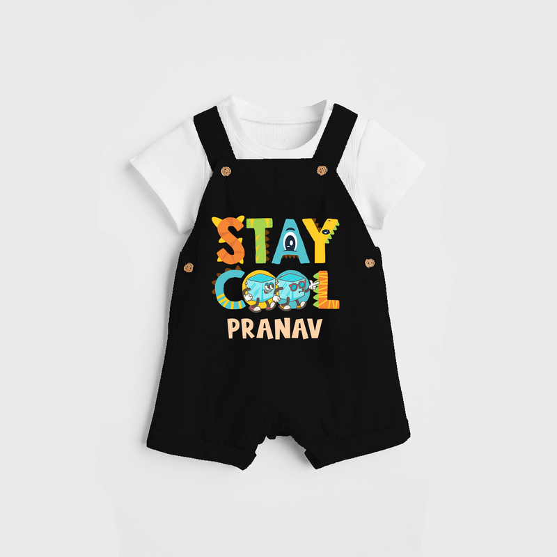 Modernize Your Son's Clothing Collection With Our "Stay Cool" Customized Dungaree set - BLACK - 0 - 5 Months Old (Chest 18")