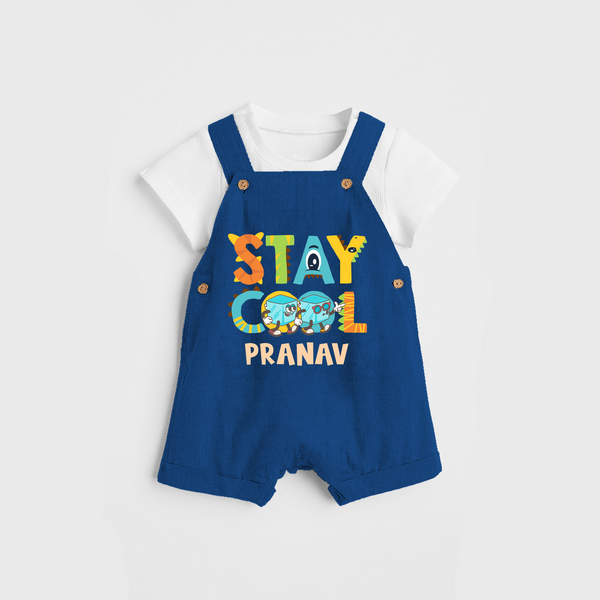 Modernize Your Son's Clothing Collection With Our "Stay Cool" Customized Dungaree set - COBALT BLUE - 0 - 5 Months Old (Chest 18")