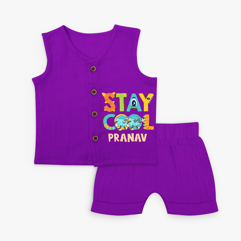 Modernize Your Son's Clothing Collection With Our "Stay Cool" Customized Jabla set - ROYAL PURPLE - 0 - 3 Months Old (Chest 9.8")