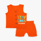 Modernize Your Son's Clothing Collection With Our "Stay Cool" Customized Jabla set - TANGERINE - 0 - 3 Months Old (Chest 9.8")