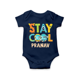 Modernize Your Son's Clothing Collection With Our "Stay Cool" Customized Romper - NAVY BLUE - 0 - 3 Months Old (Chest 16")