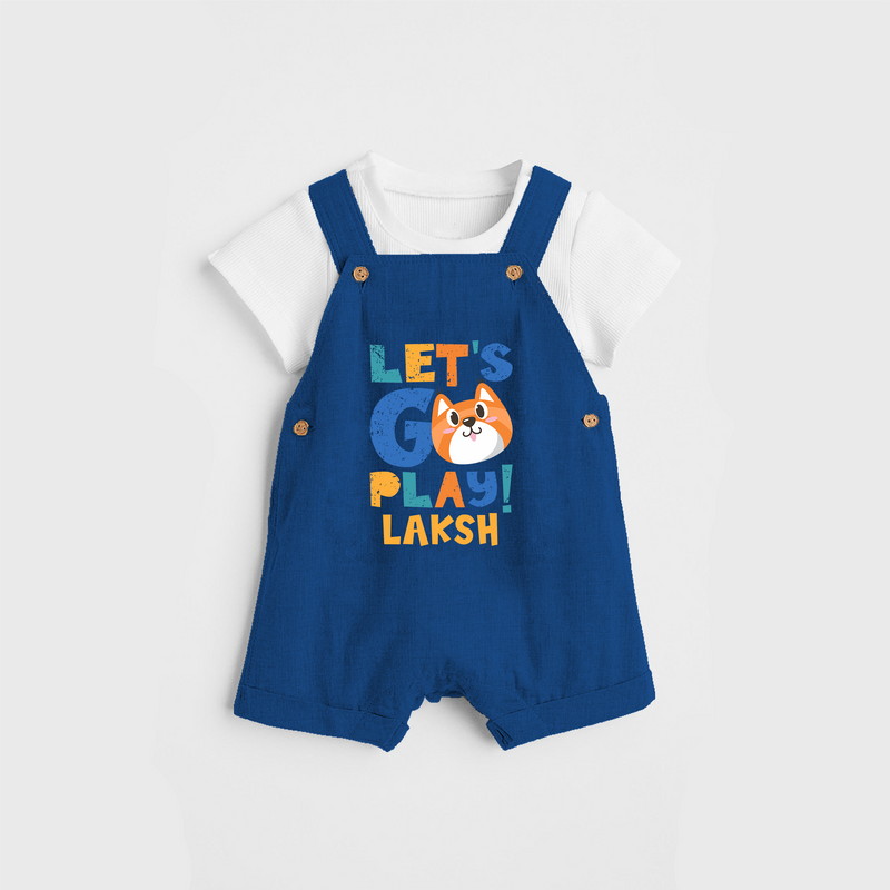 Make Getting Dressed Fun For Your Son With Our "Let's Go Play" Range of Playful Dungaree set - COBALT BLUE - 0 - 5 Months Old (Chest 18")