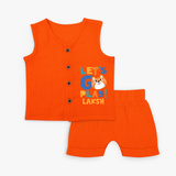 Make Getting Dressed Fun For Your Son With Our "Let's Go Play" Range of Playful Customized Jabla set - TANGERINE - 0 - 3 Months Old (Chest 9.8")