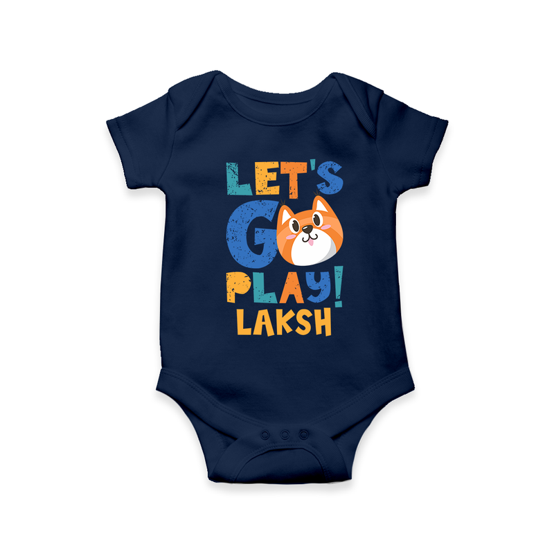 Make Getting Dressed Fun For Your Son With Our "Let's Go Play" Range of Playful Romper - NAVY BLUE - 0 - 3 Months Old (Chest 16")