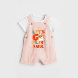 Make Getting Dressed Fun For Your Son With Our "Let's Go Play" Range of Playful Dungaree set - PEACH - 0 - 5 Months Old (Chest 18")