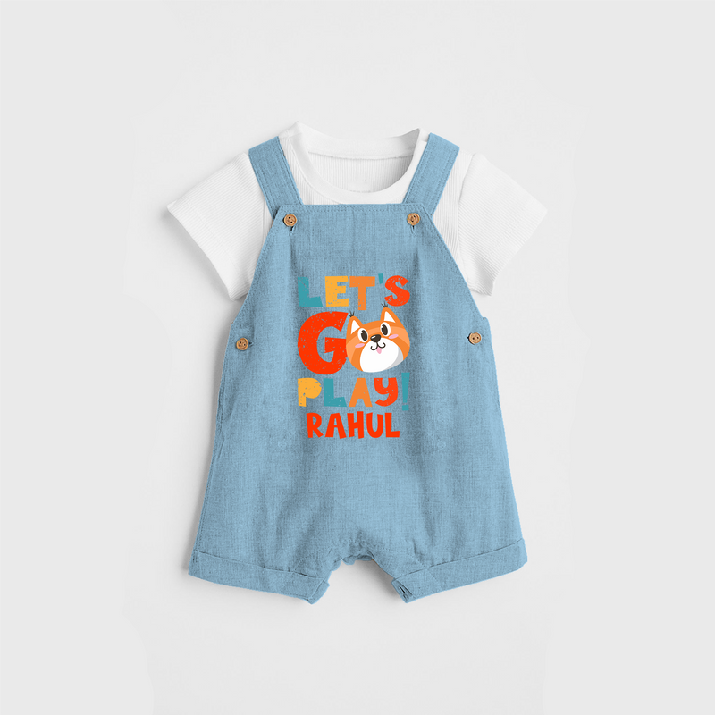 Make Getting Dressed Fun For Your Son With Our "Let's Go Play" Range of Playful Dungaree set - SKY BLUE - 0 - 5 Months Old (Chest 18")