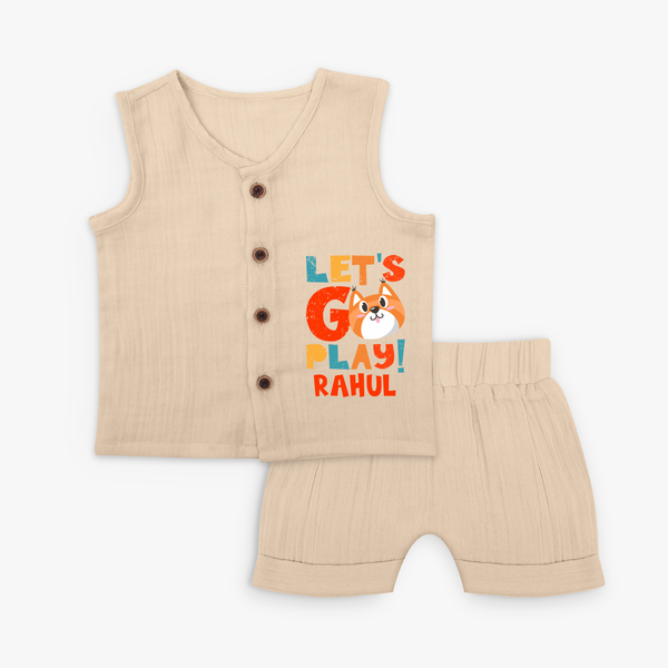 Make Getting Dressed Fun For Your Son With Our "Let's Go Play" Range of Playful Customized Jabla set - CREAM - 0 - 3 Months Old (Chest 9.8")