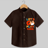 Make Getting Dressed Fun For Your Son With Our "Let's Go Play" Range of Playful Shirts - CHOCOLATE BROWN - 0 - 6 Months Old (Chest 21")