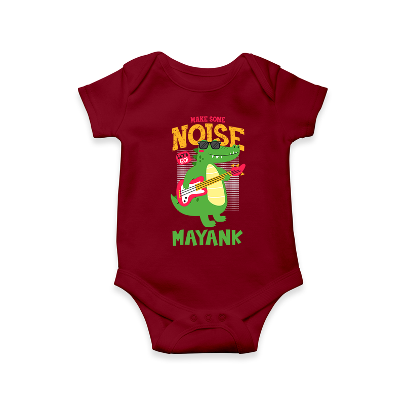 Make Your Little One Stand Out in Style With Our "Make Some Noise" Boys Romper - MAROON - 0 - 3 Months Old (Chest 16")