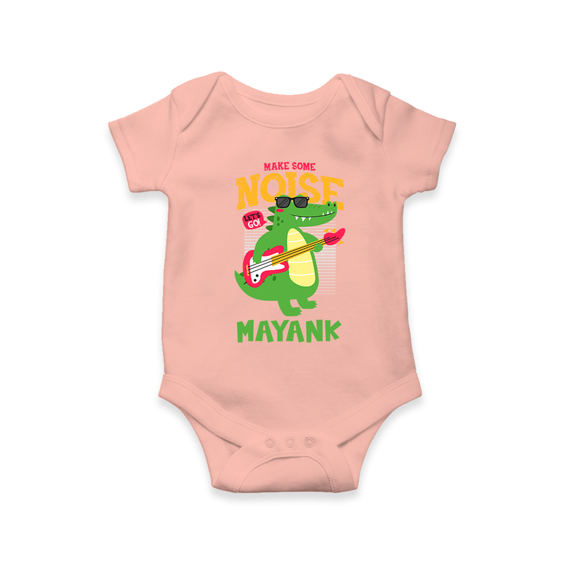 Make Your Little One Stand Out in Style With Our "Make Some Noise" Boys Romper - PEACH - 0 - 3 Months Old (Chest 16")