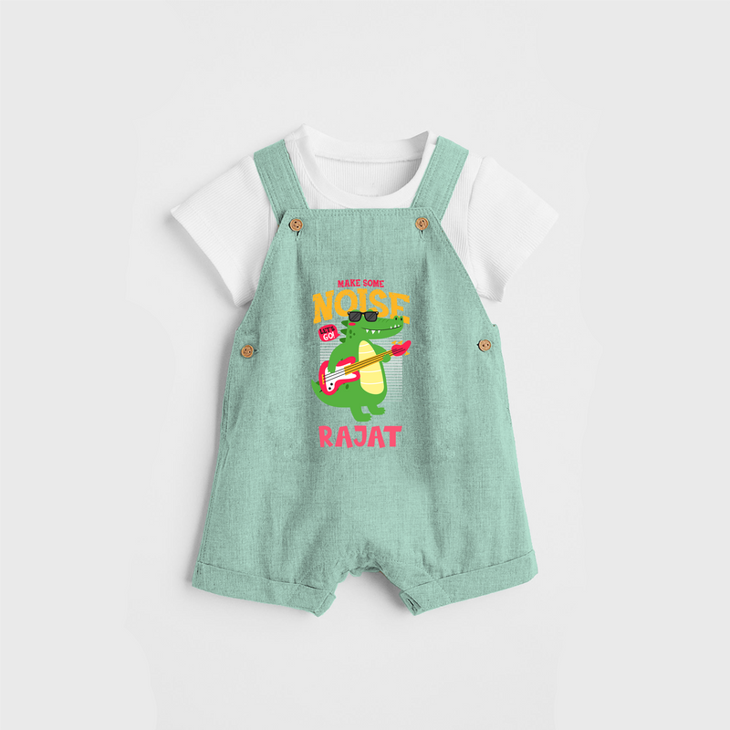 Make Your Little One Stand Out in Style With Our "Make Some Noise" Customized Dungaree set - MINT GREEN - 0 - 5 Months Old (Chest 18")