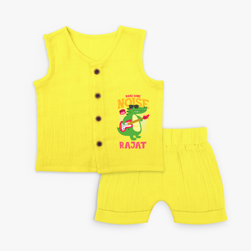 Make Your Little One Stand Out in Style With Our "Make Some Noise" Customized Jabla set - YELLOW - 0 - 3 Months Old (Chest 9.8")