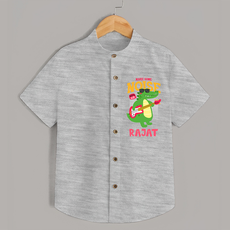Make Your Little One Stand Out in Style With Our "Make Some Noise" Boys Shirts - GREY MELANGE - 0 - 6 Months Old (Chest 21")