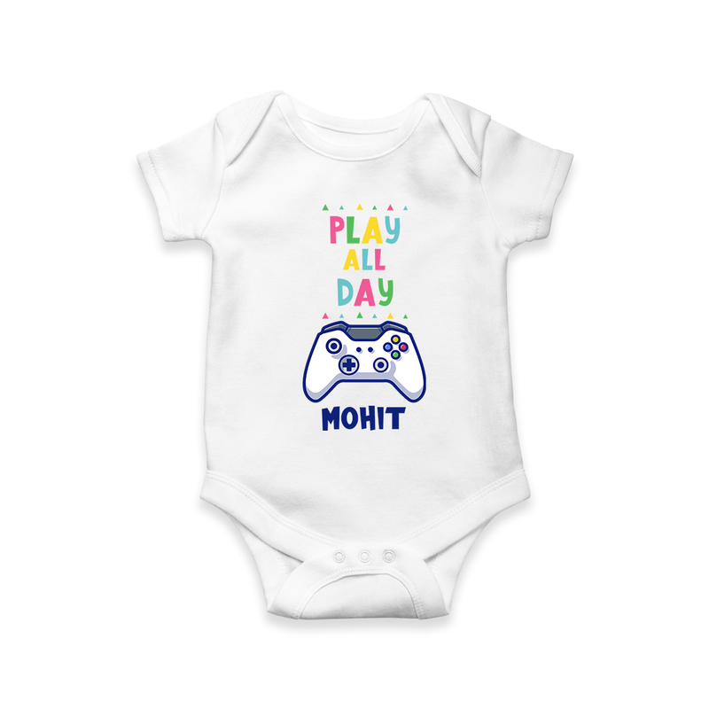 Share The Joy of Creativity And Individuality With Our "Play All Day" Customized Romper - WHITE - 0 - 3 Months Old (Chest 16")