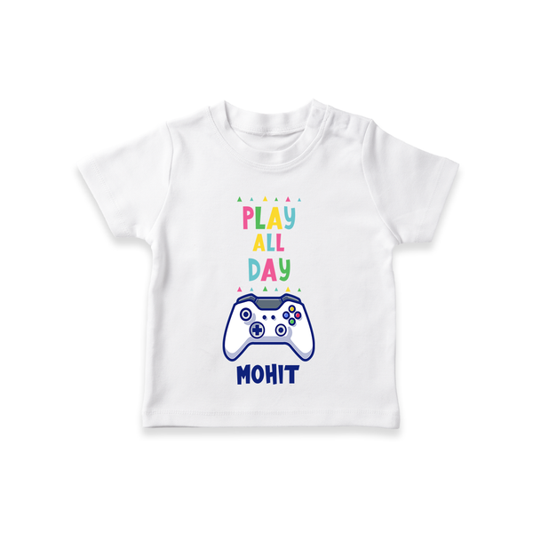 Share The Joy of Creativity And Individuality With Our "Play All Day" Customized T-Shirts - WHITE - 0 - 5 Months Old (Chest 17")