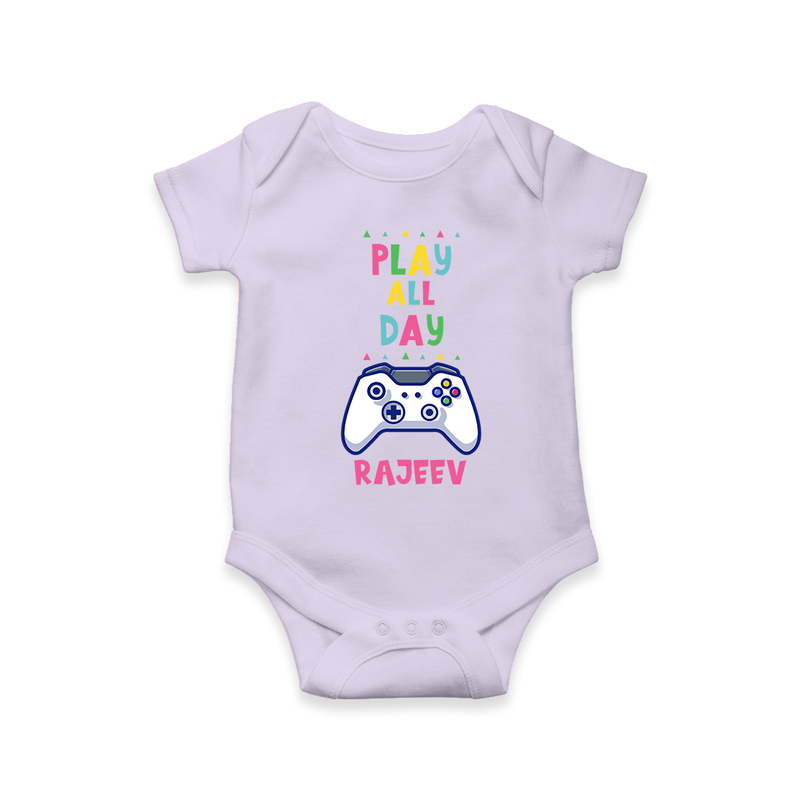 Share The Joy of Creativity And Individuality With Our "Play All Day" Customized Romper - LILAC - 0 - 3 Months Old (Chest 16")