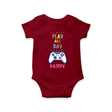 Share The Joy of Creativity And Individuality With Our "Play All Day" Customized Romper - MAROON - 0 - 3 Months Old (Chest 16")