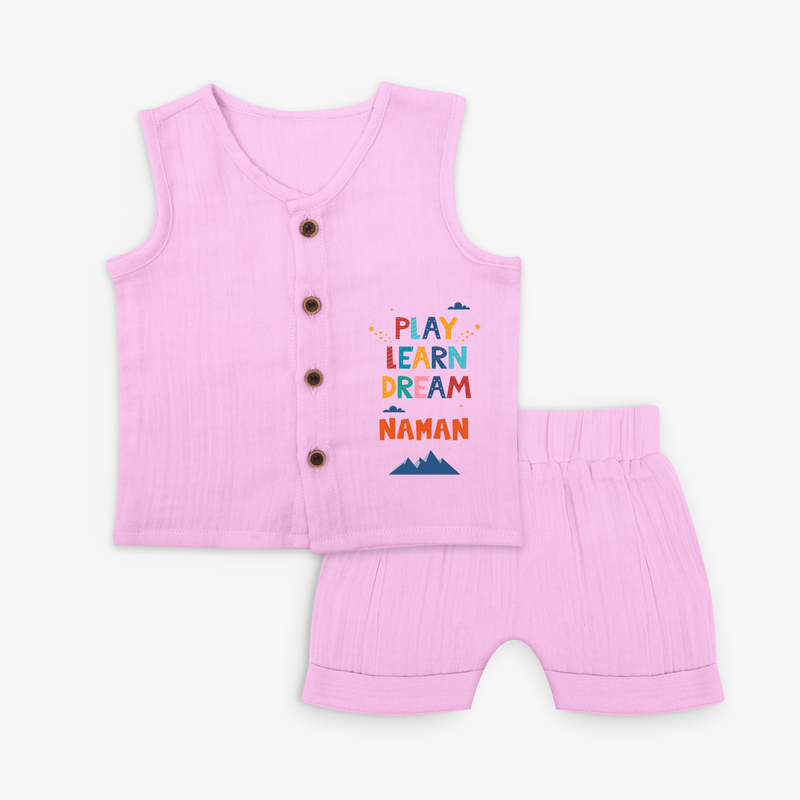 Elevate Your Sons Fashion Game by Adding Our "Play Learn Dream" Customized Jabla set - LAVENDER ROSE - 0 - 3 Months Old (Chest 9.8")