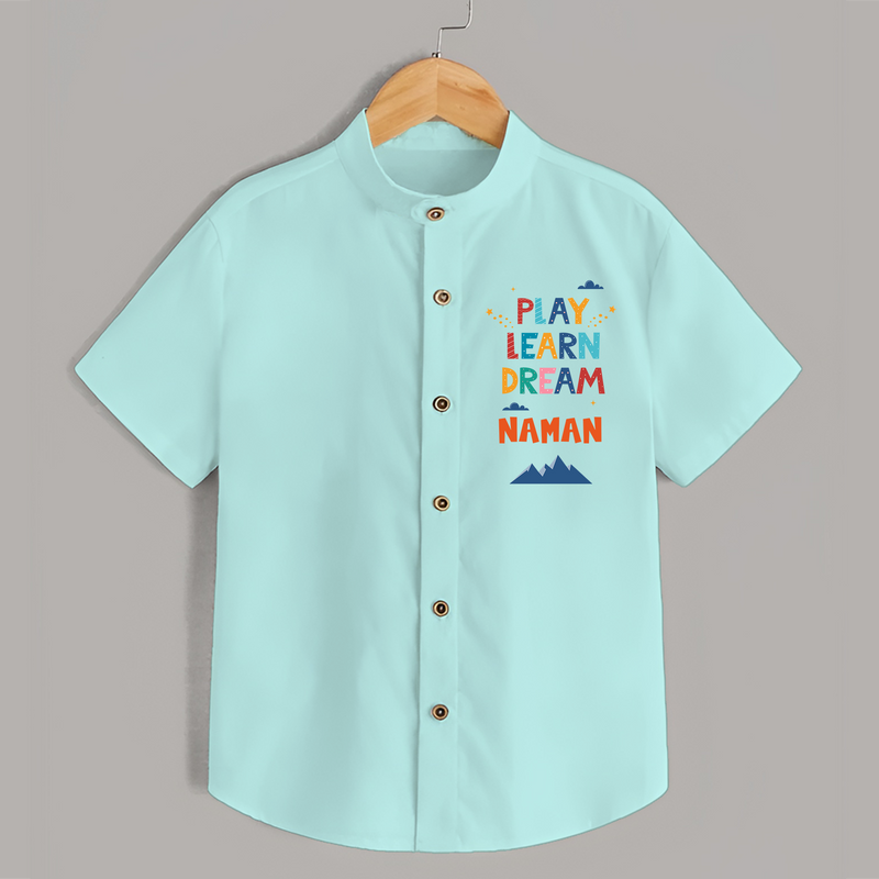 Elevate Your Sons Fashion Game by Adding Our "Play Learn Dream" Casual Shirts - ARCTIC BLUE - 0 - 6 Months Old (Chest 21")