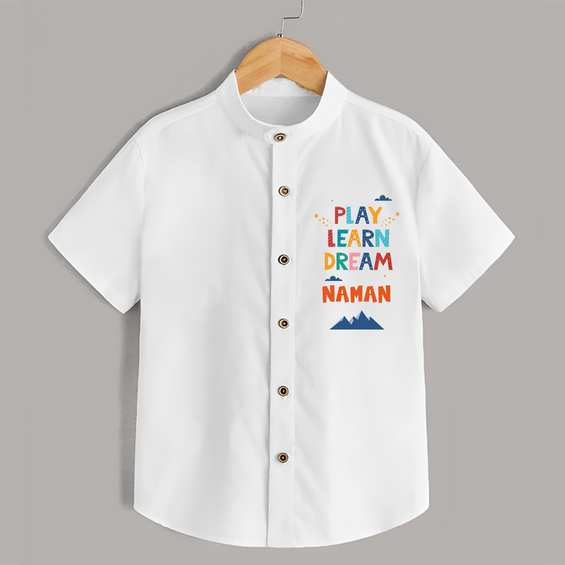 Elevate Your Sons Fashion Game by Adding Our "Play Learn Dream" Casual Shirts - WHITE - 0 - 6 Months Old (Chest 21")