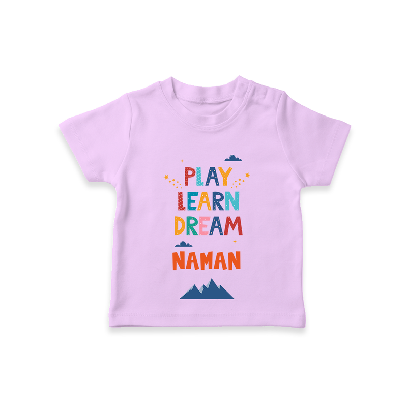 Elevate Your Sons Fashion Game by Adding Our "Play Learn Dream" Casual T-Shirts - LILAC - 0 - 5 Months Old (Chest 17")