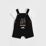 Elevate Your Sons Fashion Game by Adding Our "Play Learn Dream" Customized Dungaree set - BLACK - 0 - 5 Months Old (Chest 18")