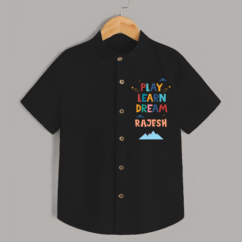 Elevate Your Sons Fashion Game by Adding Our "Play Learn Dream" Casual Shirts - BLACK - 0 - 6 Months Old (Chest 21")