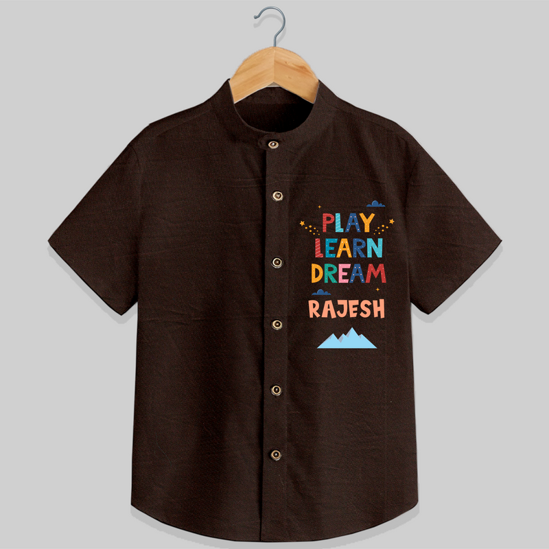 Elevate Your Sons Fashion Game by Adding Our "Play Learn Dream" Casual Shirts - CHOCOLATE BROWN - 0 - 6 Months Old (Chest 21")