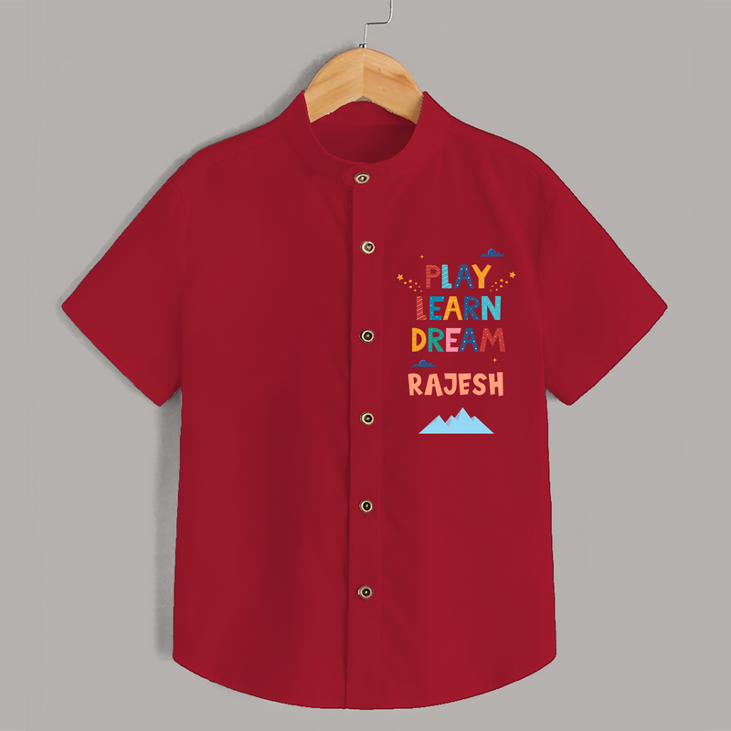 Elevate Your Sons Fashion Game by Adding Our "Play Learn Dream" Casual Shirts - RED - 0 - 6 Months Old (Chest 21")