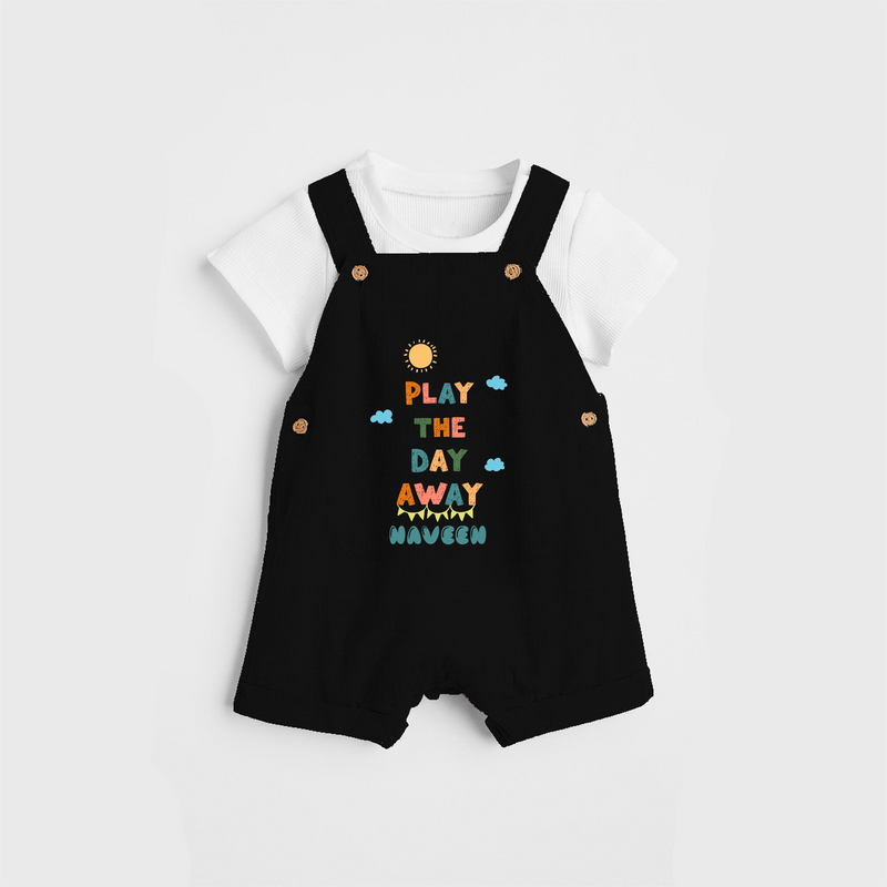 Elevate Your Sons Casual Attire With Our "Play The Day Away" Stylish Customized Dungaree set - BLACK - 0 - 5 Months Old (Chest 18")