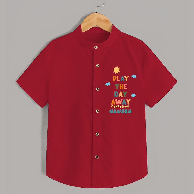 Elevate Your Sons Casual Attire With Our "Play The Day Away" Stylish Shirts - RED - 0 - 6 Months Old (Chest 21")